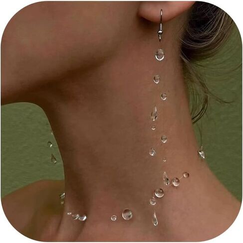 Dew Necklace Earrings Set Long Resin Drop Earrings for Women Unique Fun Jewelry Gifts in Saudi Arabia