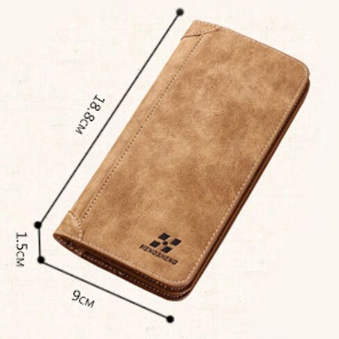 Multi-card Pocket Wallet Vintage Durable Frosted Long Wallet Portable PU Men Wallets Male(Brown) in Saudi Arabia
