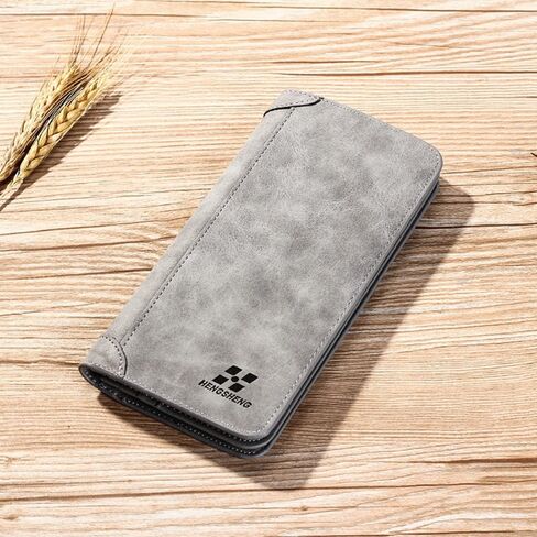 Multi-card Pocket Wallet Vintage Durable Frosted Long Wallet Portable PU Men Wallets Male(Brown) in Saudi Arabia