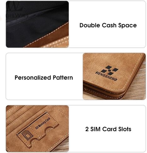 Multi-card Pocket Wallet Vintage Durable Frosted Long Wallet Portable PU Men Wallets Male(Brown) in Saudi Arabia
