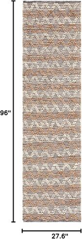 SAFAVIEH Natural Fiber Collection Runner Rug - 2'3" x 8', Natural & Black, Flat Weave Farmhouse Geometric Jute Design, Ideal for High Traffic Areas in Living Room, Bedroom (NF382A) in Saudi Arabia