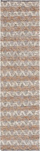 SAFAVIEH Natural Fiber Collection Runner Rug - 2'3" x 8', Natural & Black, Flat Weave Farmhouse Geometric Jute Design, Ideal for High Traffic Areas in Living Room, Bedroom (NF382A) in Saudi Arabia