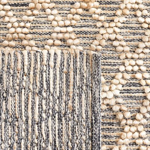 SAFAVIEH Natural Fiber Collection Runner Rug - 2'3" x 8', Natural & Black, Flat Weave Farmhouse Geometric Jute Design, Ideal for High Traffic Areas in Living Room, Bedroom (NF382A) in Saudi Arabia