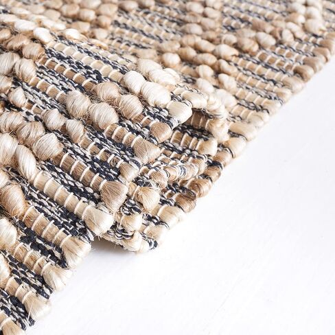 SAFAVIEH Natural Fiber Collection Runner Rug - 2'3" x 8', Natural & Black, Flat Weave Farmhouse Geometric Jute Design, Ideal for High Traffic Areas in Living Room, Bedroom (NF382A) in Saudi Arabia