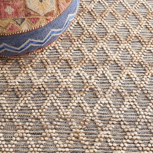 SAFAVIEH Natural Fiber Collection Runner Rug - 2'3" x 8', Natural & Black, Flat Weave Farmhouse Geometric Jute Design, Ideal for High Traffic Areas in Living Room, Bedroom (NF382A) in Saudi Arabia