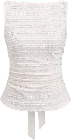 SOLY HUX Women's Summer Tank Top Bow Tie Back Boat Neck Sleeveless Textured Going Out Tops in Saudi Arabia