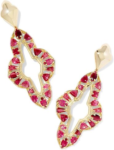 Kendra Scott Womens Abbie Crystal Statement Earrings Gold Red Mix One Size, in Saudi Arabia