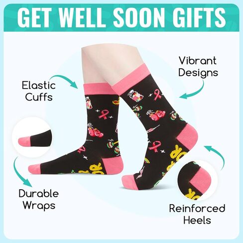 HAPPYPOP Breast Cancer Socks - Woman Survivor Gifts for Breast Cancer Awareness, Chemo Patient Gift in Saudi Arabia