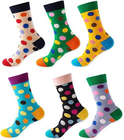 مجموعة من 6 جوارب نسائية من القطن المرح من DJDesigns تناسب مقاس الحذاء الأمريكي 6-12، جورب مجنون ملون مرح in Kuwait