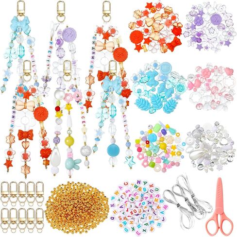 630 PCS DIY Bead Keychain Making Kit Classe Letter Letter Beads Strings Keychain Gift Alphabet Jewelry Key Ring Bag Accessories for Women's Mother Day Party Form in Saudi Arabia