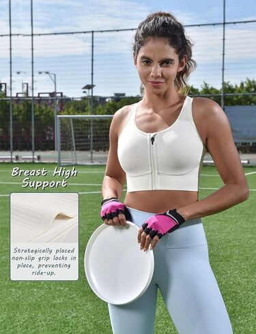 Cordaw Front Zipper Racerback Sports Bra for Women, High Impact & Molded Cups, Supportive for Running Gym in Saudi Arabia