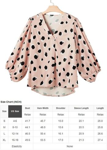 ​Women's Leopard Print Blouse, V-Neck Bracelet Sleeve Casual Shirt​ in Saudi Arabia