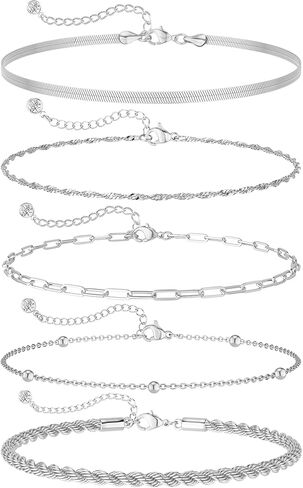 Kyerlyn Silver Gold Bracelets for Women Waterproof, 14K Real Gold Jewelry Sets for Women Trendy Dainty Stackable Cuban Link Paperclip Chain Bracelet in Kuwait