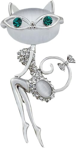 Cute Cat Eye Brooch Pin for Women Vintage Crystal Cat Brooch Easy to Attach for Jackets Bags and Backpacks Show Your Unique Style and Personality in Saudi Arabia