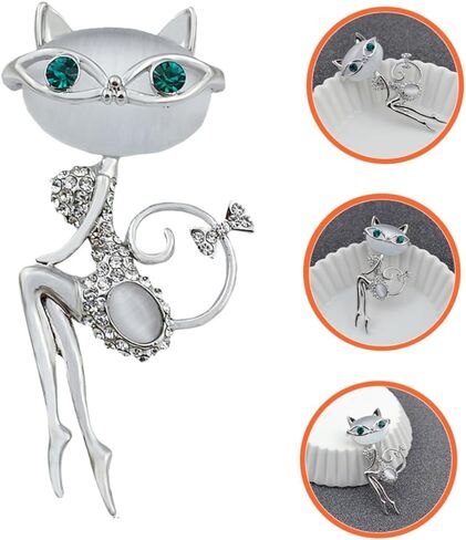 Cute Cat Eye Brooch Pin for Women Vintage Crystal Cat Brooch Easy to Attach for Jackets Bags and Backpacks Show Your Unique Style and Personality in Saudi Arabia