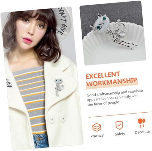 Cute Cat Eye Brooch Pin for Women Vintage Crystal Cat Brooch Easy to Attach for Jackets Bags and Backpacks Show Your Unique Style and Personality in Saudi Arabia