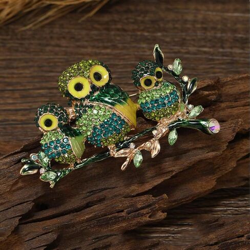 Rhinestone Owl Design Brooch Pin for Women, Colorful Sweater Elegant Animal Brooch in Saudi Arabia