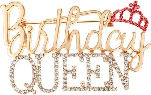 Birthday Queen Pin, Lapel Pins for Women Rhinestone Crown Brooch, Gold Princess Jewelry Gift for Party Decoration in Saudi Arabia