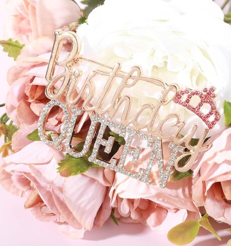 Birthday Queen Pin, Lapel Pins for Women Rhinestone Crown Brooch, Gold Princess Jewelry Gift for Party Decoration in Saudi Arabia