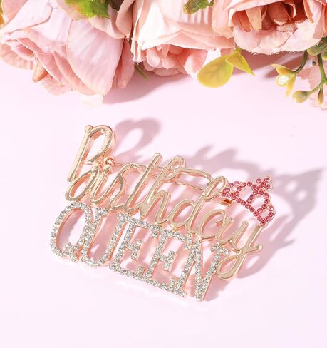 Birthday Queen Pin, Lapel Pins for Women Rhinestone Crown Brooch, Gold Princess Jewelry Gift for Party Decoration in Saudi Arabia