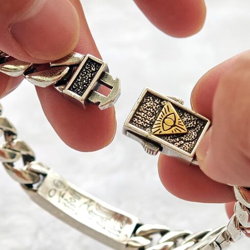 سوار ربط كوبي للرجال من ULLMYYL، سوار معصم من سلسلة نحاسية مطلية بالفضة العتيقة لهيب هوب بانك روك - 22 سم (8.66 بوصة) in Saudi Arabia