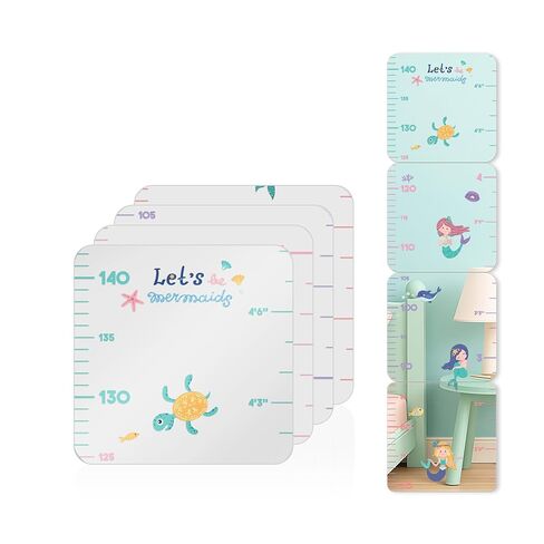 MYRO - Mirrored Height Chart for Children – Shatterproof Acrylic Growth Chart for Nursery, Bedroom, School Locker & Playroom (Little Mermaid) in Kuwait