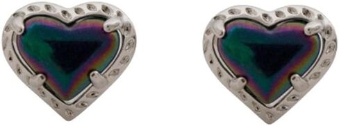 Kendra Scott Women's Anna Heart Stud Earrings in Silver Iridescent Navy in Saudi Arabia