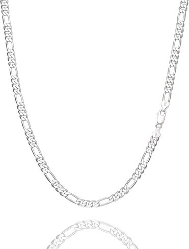 ASDULL 925 Sterling Silver Figaro/Cuban Chain Necklace for Men Diamond Cut Silver Link Chain for Women 16-30 Inches in Saudi Arabia
