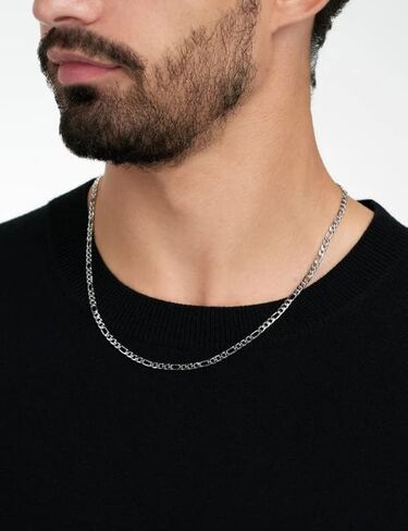 ASDULL 925 Sterling Silver Figaro/Cuban Chain Necklace for Men Diamond Cut Silver Link Chain for Women 16-30 Inches in Saudi Arabia