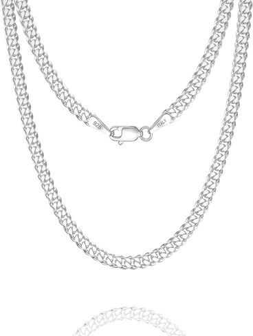 ASDULL 925 Sterling Silver Figaro/Cuban Chain Necklace for Men Diamond Cut Silver Link Chain for Women 16-30 Inches in Kuwait