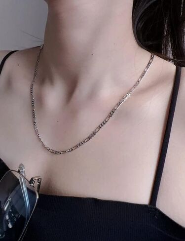 ASDULL 925 Sterling Silver Figaro/Cuban Chain Necklace for Men Diamond Cut Silver Link Chain for Women 16-30 Inches in Saudi Arabia