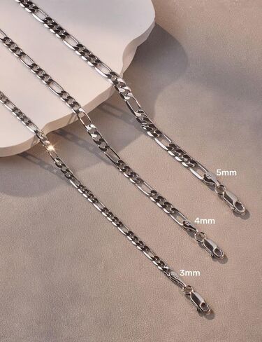ASDULL 925 Sterling Silver Figaro/Cuban Chain Necklace for Men Diamond Cut Silver Link Chain for Women 16-30 Inches in Saudi Arabia