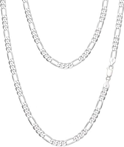 ASDULL 925 Sterling Silver Figaro/Cuban Chain Necklace for Men Diamond Cut Silver Link Chain for Women 16-30 Inches in Saudi Arabia