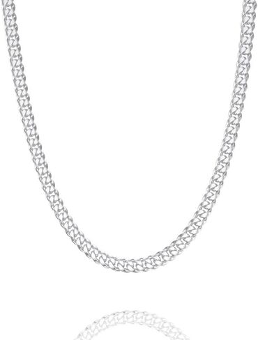 ASDULL 925 Sterling Silver Figaro/Cuban Chain Necklace for Men Diamond Cut Silver Link Chain for Women 16-30 Inches in Saudi Arabia
