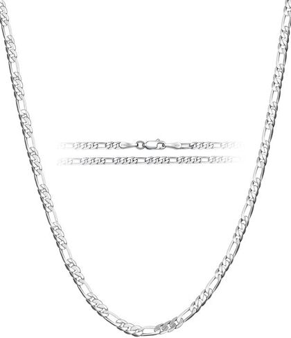 ASDULL 925 Sterling Silver Figaro/Cuban Chain Necklace for Men Diamond Cut Silver Link Chain for Women 16-30 Inches in Saudi Arabia