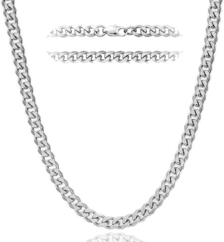 ASDULL 925 Sterling Silver Figaro/Cuban Chain Necklace for Men Diamond Cut Silver Link Chain for Women 16-30 Inches in Saudi Arabia