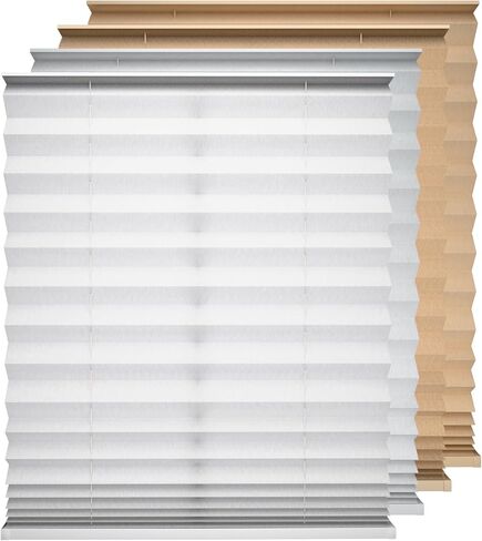 BLINDS101 ظلال قماشية مطوية لاسلكية للنوافذ الداخلية، مقطوعة حسب الحجم، سهلة التركيب ذاتية اللصق، بدون تدريبات ولا أدوات، ستائر ترشيح للضوء، اللون: أبيض، الحجم: 46.5 بوصة عرض × 64 بوصة طول in Saudi Arabia