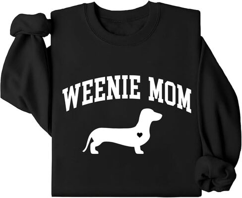 سويت شيرت Weenie Mom من Dachshund للنساء، سترة برسومات مضحكة للكلاب، سترة لمحبي الكلاب in Saudi Arabia