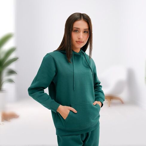 سترة بغطاء للرأس من الصوف للسيدات من DIVINELY CRAFTED - سويت شيرت ناعم ومريح متوسط ​​الوزن للارتداء الكاجوال والطبقات والراحة في الهواء الطلق in Kuwait