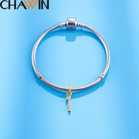 سحر رقم تشاوين مطلي بالذهب 925 من الفضة الاسترليني مع زركونيا، خرزة قلادة برقم الحظ متوافقة مع سوار وقلادة باندورا، هدية مجوهرات الذكرى السنوية لعيد الميلاد للنساء in Kuwait