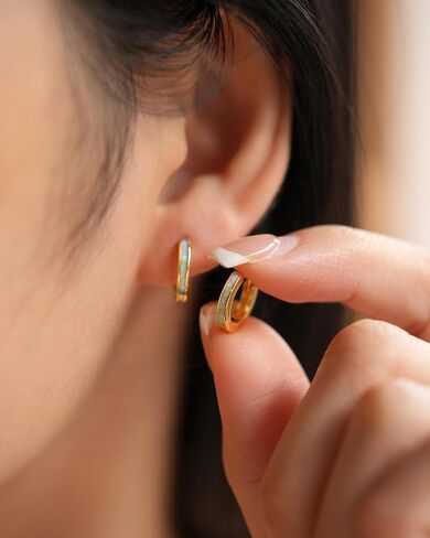 Dainty Opal Huggie Earrings, 14K Gold Plated Cartilage Earrings Jewelry Gift for Women Teen Girls with Quote Card and Velvet Gift Pouch in Saudi Arabia