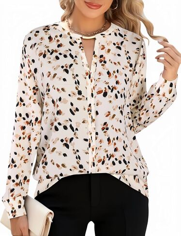 SOFIA'S CHOICE Dressy Business Casual Tops for Women Colorblock Long Sleeve Fall Work Blouse in Saudi Arabia