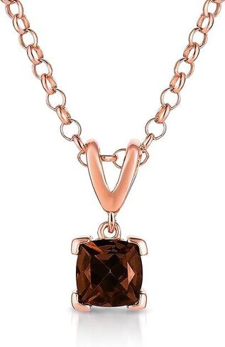 Le Vian 3/4 قيراط بني سموكي كوارتز قلادة مربعة للنساء I 14k مطلية بالذهب الوردي 925 قلادة من الفضة الاسترليني لها I 18 بوصة سلسلة قلادة مع مشبك حلقة زنبركية I وسادة قطع الأحجار الكريمة in Saudi Arabia