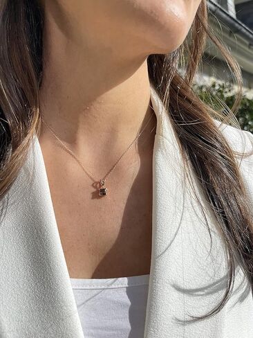 Le Vian 3/4 قيراط بني سموكي كوارتز قلادة مربعة للنساء I 14k مطلية بالذهب الوردي 925 قلادة من الفضة الاسترليني لها I 18 بوصة سلسلة قلادة مع مشبك حلقة زنبركية I وسادة قطع الأحجار الكريمة in Saudi Arabia