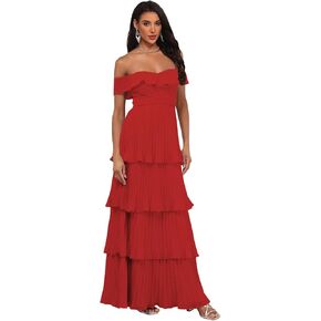 RBPAAB قبالة الكتف الكشكشة المتدرجة فساتين وصيفة الشرف 2026 الشيفون الطيات فستان سهرة رسمي فستان حفلات طويل in Kuwait