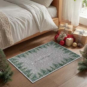 Artoid Mode Grey Pine Tree Merry Christmas Runner Rug, Winter Home Decor Low-Profile Washable Area Rug for Hallways Entryway Bedroom Bathroom Laundry Room Indoor 2x6 Feet in Kuwait