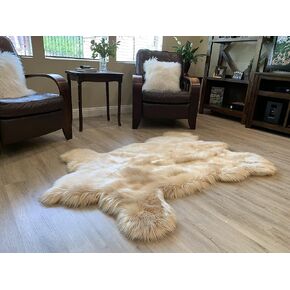 LAMBZY Faux Sheepskin Hypoallergenic,Super Soft Faux Bear Skin Silky Shag Rug (2'x3', Brown) in Saudi Arabia