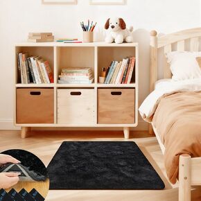Ehayx Pink Rug for Bedroom, 4x6 Fluffy Area Rugs for Living Room, Small Fuzzy Shag Soft Carpet with 4 Non-Slip Adhesive Strips for Kids Boys and Girls Nursery Dorm Room Home Decor (4ft X 6ft) in Saudi Arabia