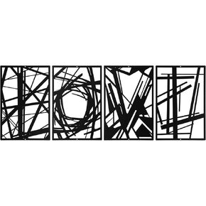 sanwarm 2 قطعة معدنية حديثة مخططة خط موجة ديكور الحائط، جدار الفن الديكورات السوداء مجردة الغابات الجبلية الطبيعة الحد الأدنى شنقا الديكور للمنزل الحمام غرفة المعيشة غرفة نوم حديقة مكتب in Kuwait