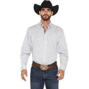 Cinch Men's Striped Long Sleeve Button-Down Western Shirt Big - MTW106003X 3X White in Kuwait